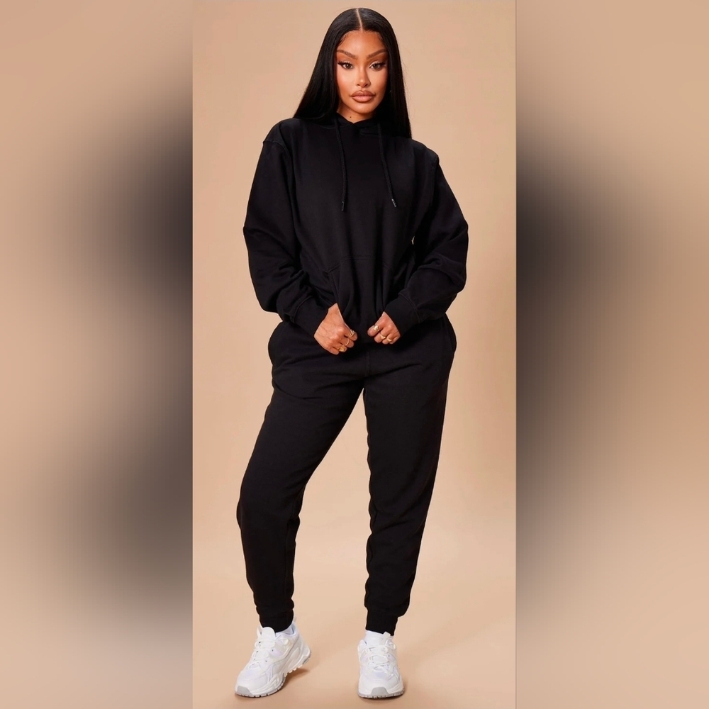 Fashion Nova Stole Your Boyfriend Zip-up Hoodie & Jogger Black 2-Piece Set - Picture 5 of 16